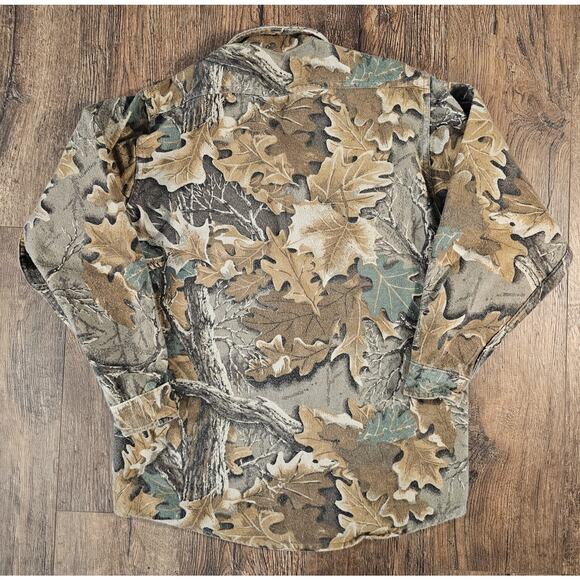 Vintage Gander Mountain Camo Chamois Button Shirt Mens Medium Hunting Grunge - Picture 6 of 6